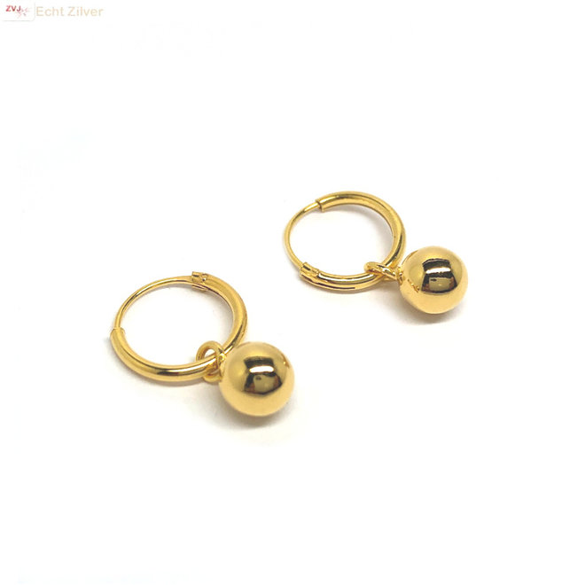 Gold plated 925 zilveren kleine oorringen creolen balletje