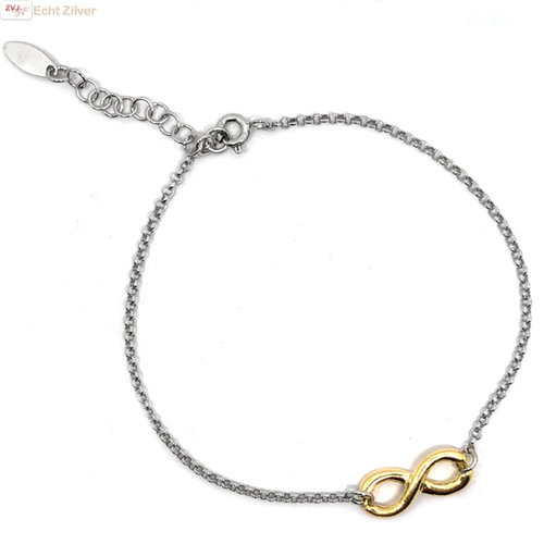 ZilverVoorJou Zilveren armbandje gouden infinity ZilverVoorJou Zilveren armbandje gouden infinity