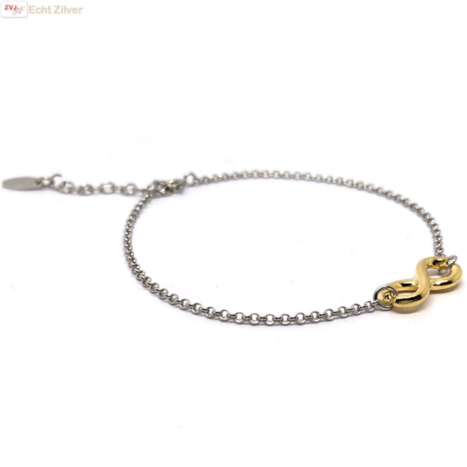 925 zilveren armbandje met verguld infinity bedel