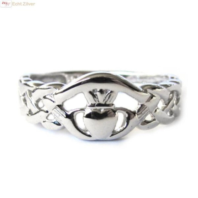 Zilveren stoere keltische claddagh  ring