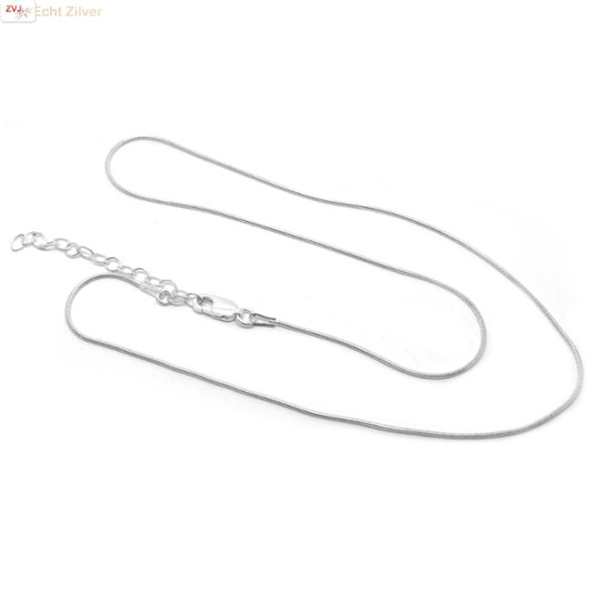 Zilveren ronde slang ketting 40-45 cm