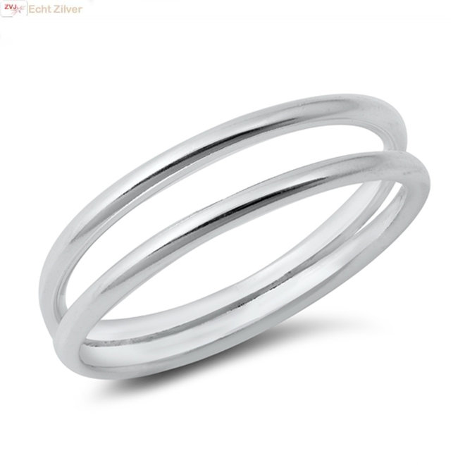 Zilveren 2 lijnen ring