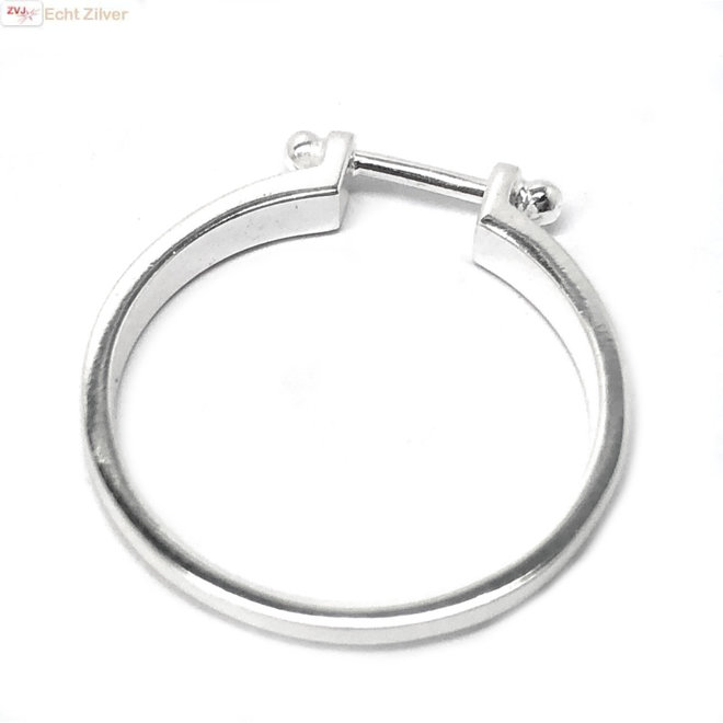 Zilveren ring met staafje
