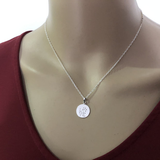 Zilveren ketting LOVE pootafdruk
