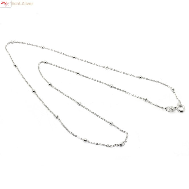 Zilveren kabel bolletjes ketting 40 cm