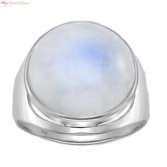 925 Zilveren ronde regenboog maansteen ring ringmaat 17