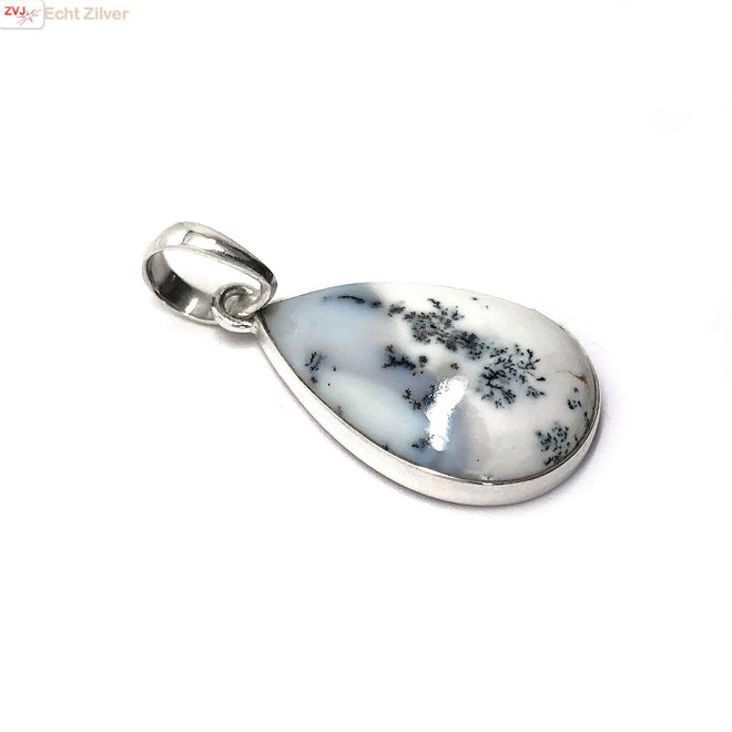 925 Zilveren dendriet opaal druppel kettinghanger