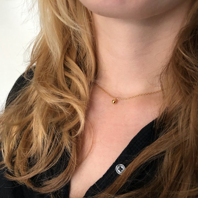 Goud op zilver ketting met 5 mm balletje