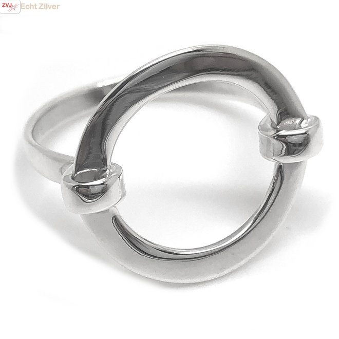 Zilveren open cirkel design ring