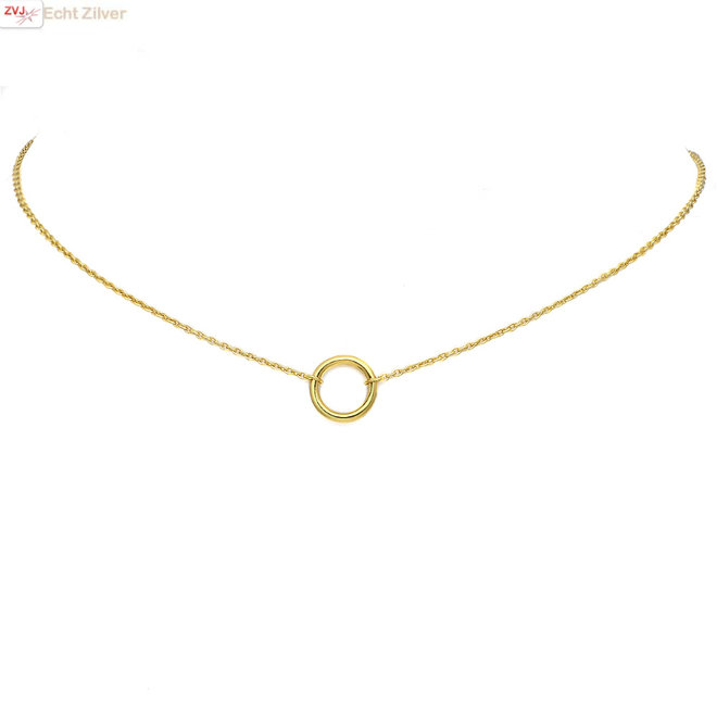 Goud op zilver karma kleine cirkel choker ketting