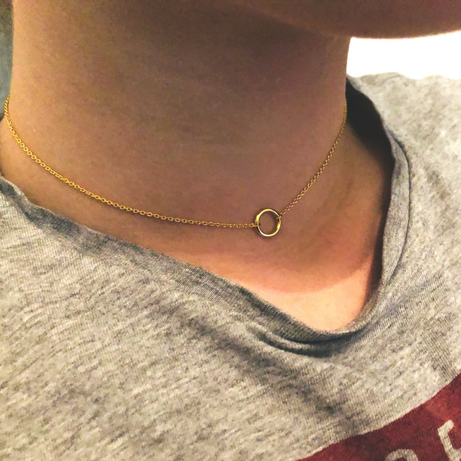 Gold plated 925  zilver karma kleine cirkel choker ketting