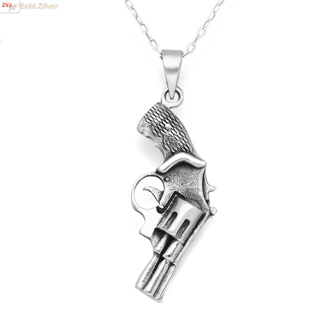 925 Zilveren revolver gun geweer pistool kettinghanger
