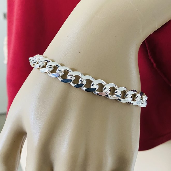 Zilveren miami cuban link heren schakelarmband 20 cm 9,3 mm breed massief