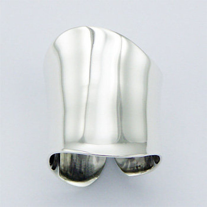 Zilveren brede wave ring