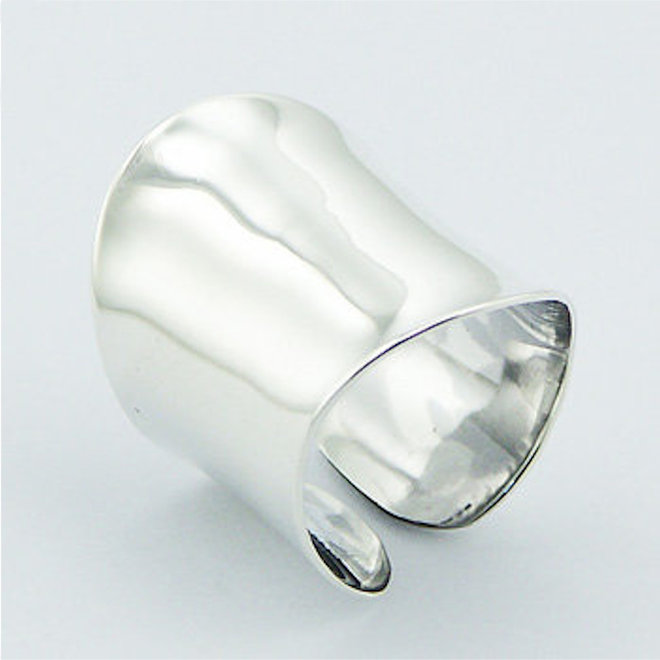 Zilveren brede wave ring