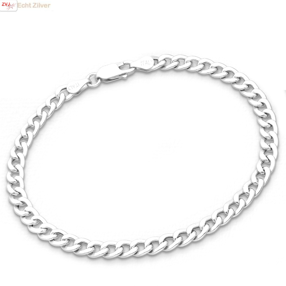 925 Zilveren 5 mm holle gourmet schakel armband