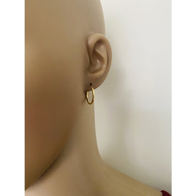 Gold plated 925 zilveren oorringen 18 x 1.5 mm