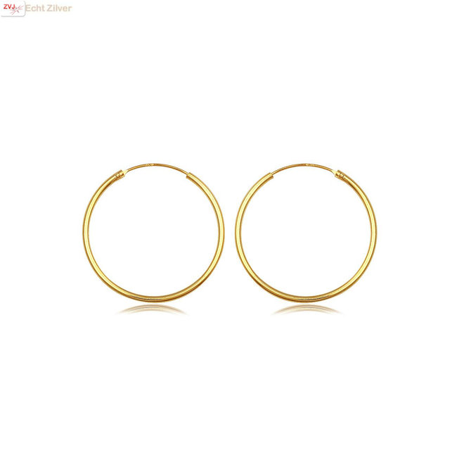 Gold plated  oorringen ronde buis 18 x 1.5 mm