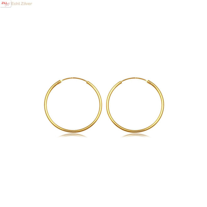 Gold plate oorringen ronde buis 16 x 1.5 mm