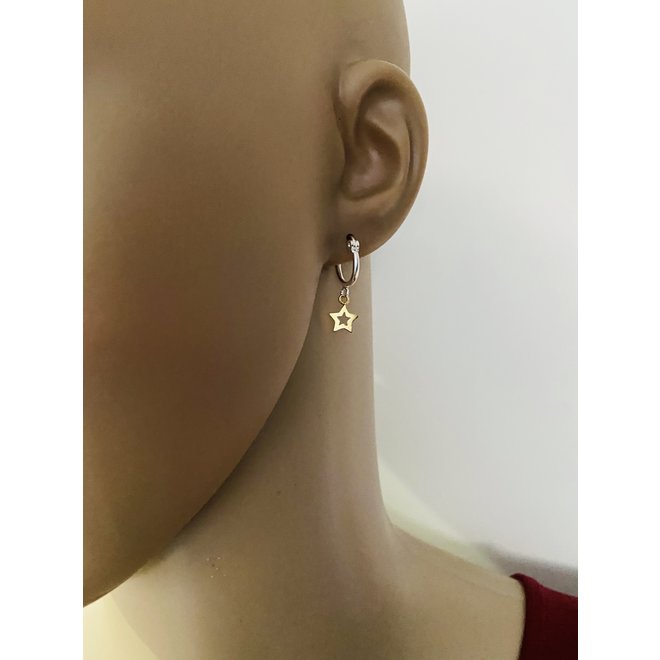 925 zilveren oorringen met gold plated sterretje
