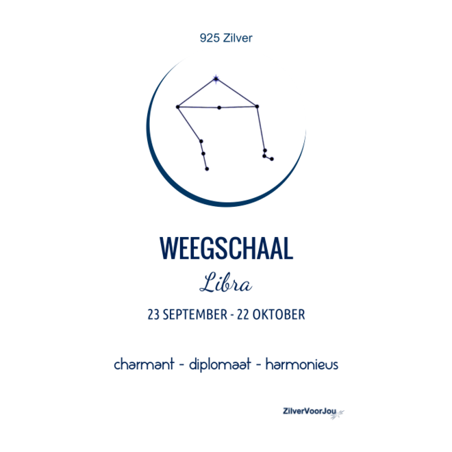 925 Zilveren Weegschaal of Libra sterrenbeeld zodiak ketting