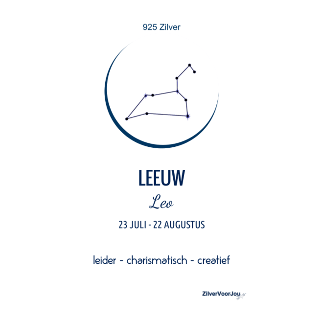 925 Zilveren Leeuw Leo sterrenbeeld zodiak ketting