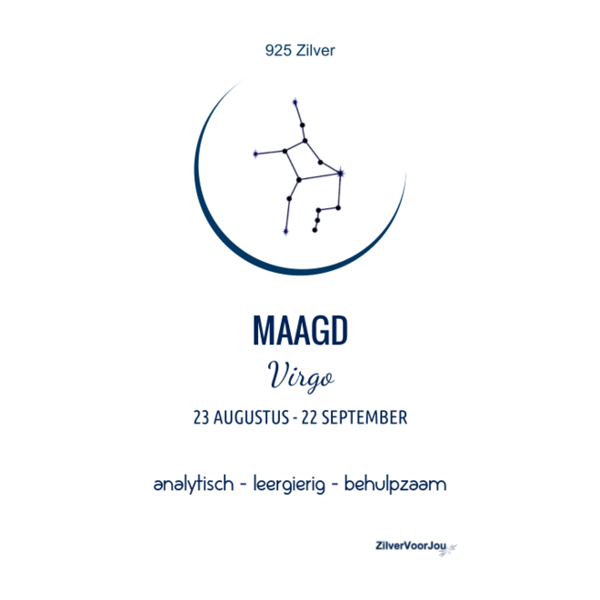 925 Zilveren Maagd of Virgo sterrenbeeld zodiak ketting