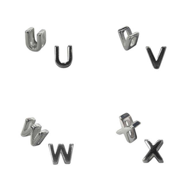 Zilveren alfabet letter kettinghanger 5 mm klein