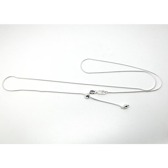 Zilveren slang ketting verstelbaar 55 cm