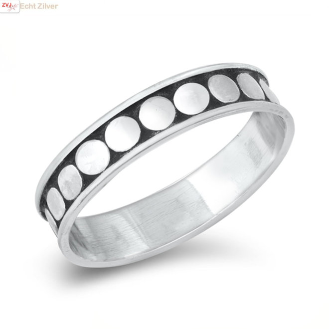 Zilveren bali dots ring ringmaat 16