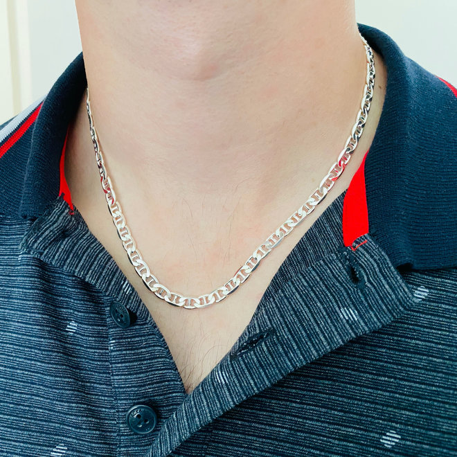 Zilveren 6.3 mm mariner schakel heren ketting 50 cm