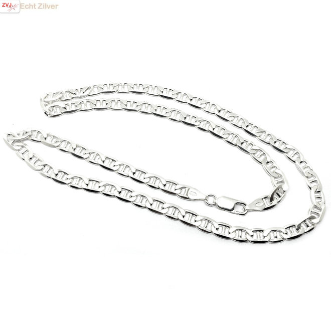 Zilveren 6.3 mm mariner schakel heren ketting 50 cm