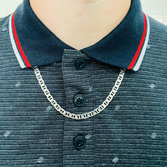 Zilveren 6.3 mm mariner schakel heren ketting 55 cm