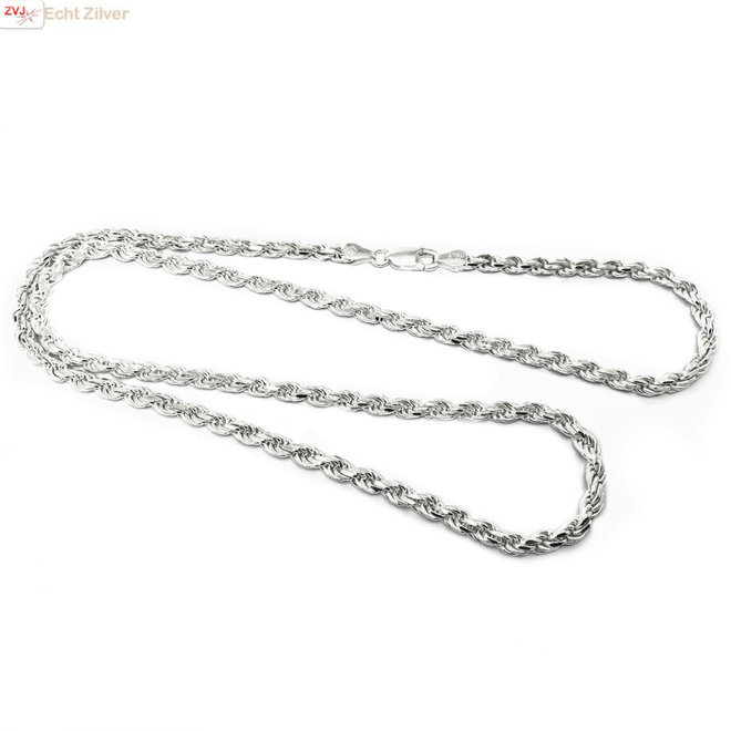 Zilveren rope ketting 55 cm 4 mm