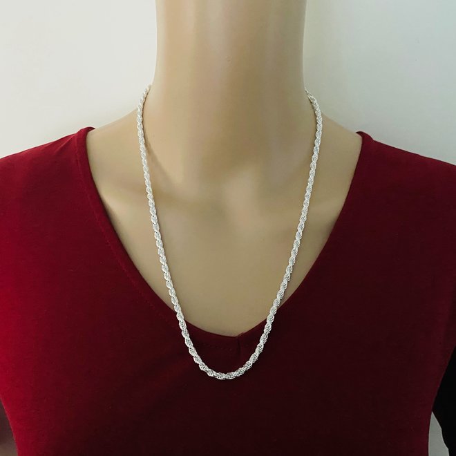 Zilveren rope ketting 55 cm 4 mm