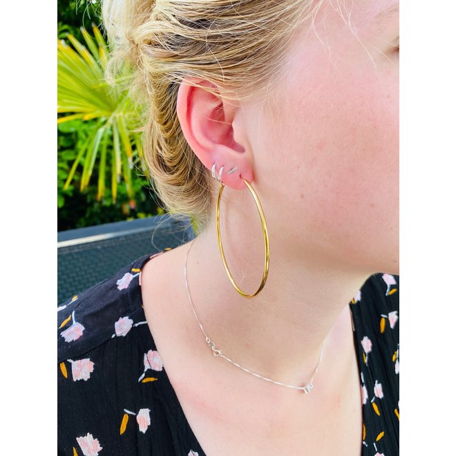 Gold plated 925 zilveren oorringen 65 mm 2 mm breed