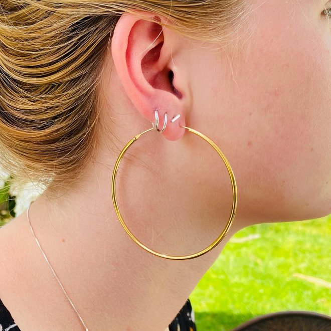 Gold plated oorringen 65 mm