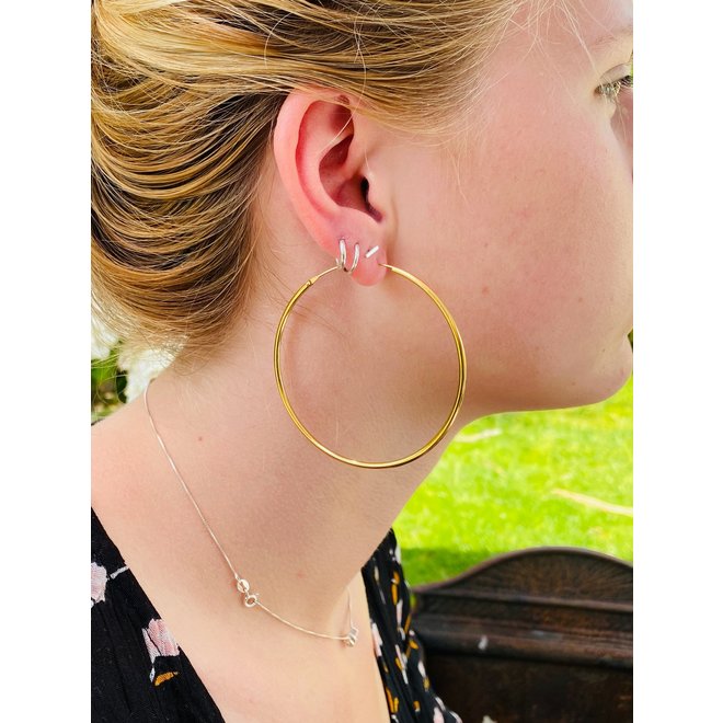 Gold plated 925 zilveren oorringen 65 mm 2 mm breed