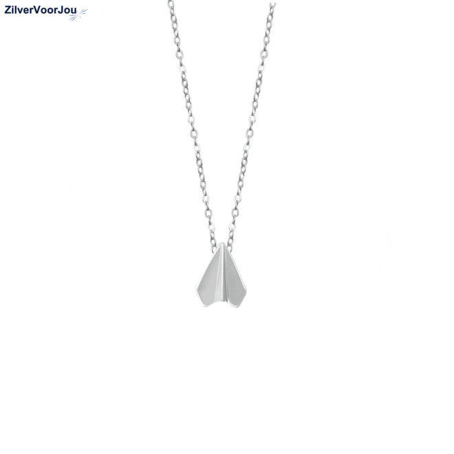 Zilveren paper airplane ketting