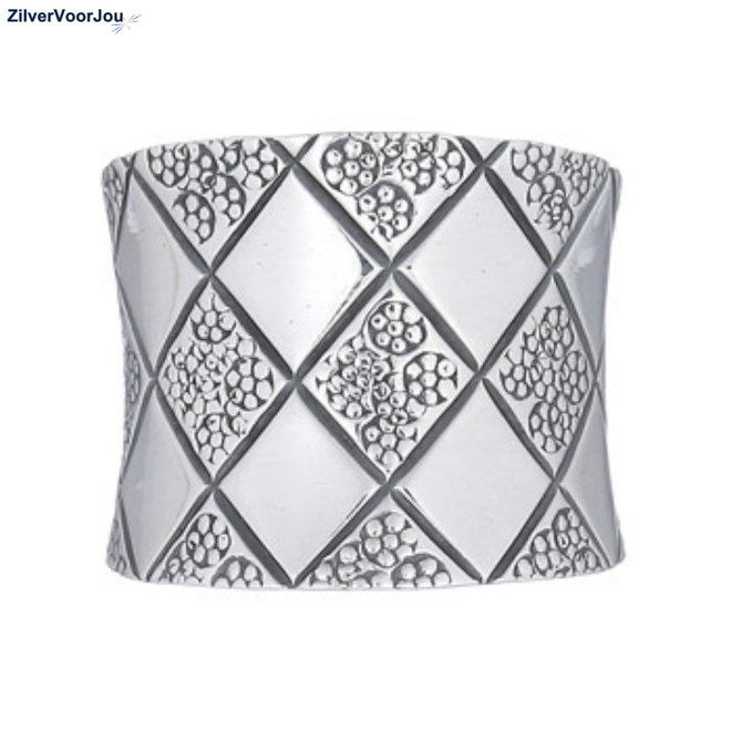 Zilveren schaakbord design ring