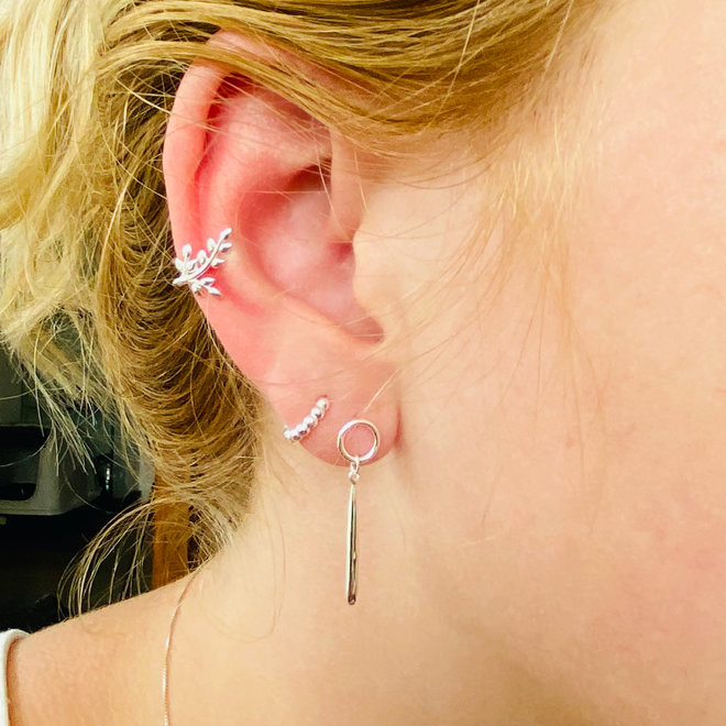 Zilveren open cirkel lange druppel oorhangers