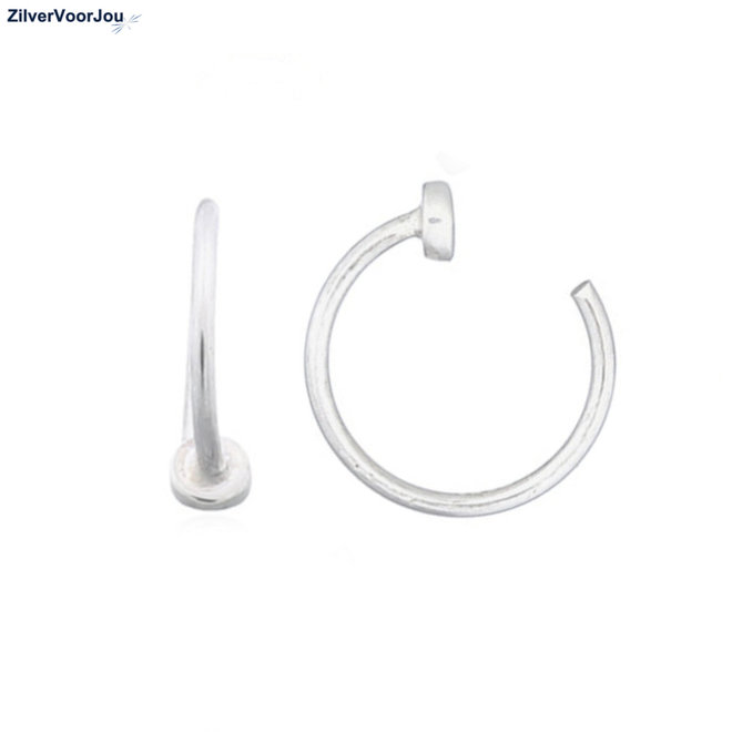 Zilveren open mini cirkel huggie oorringen