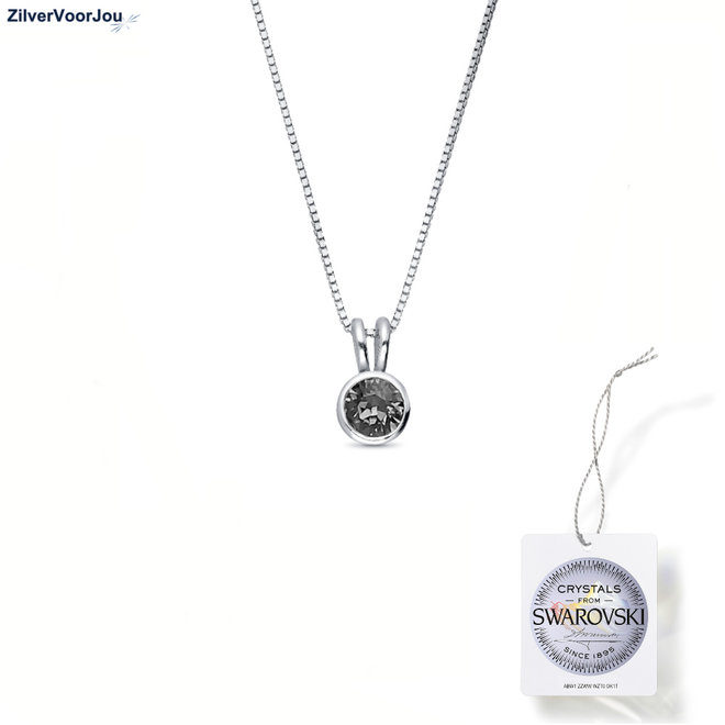 Zilveren Swarovski Silver night grijs kristal ketting