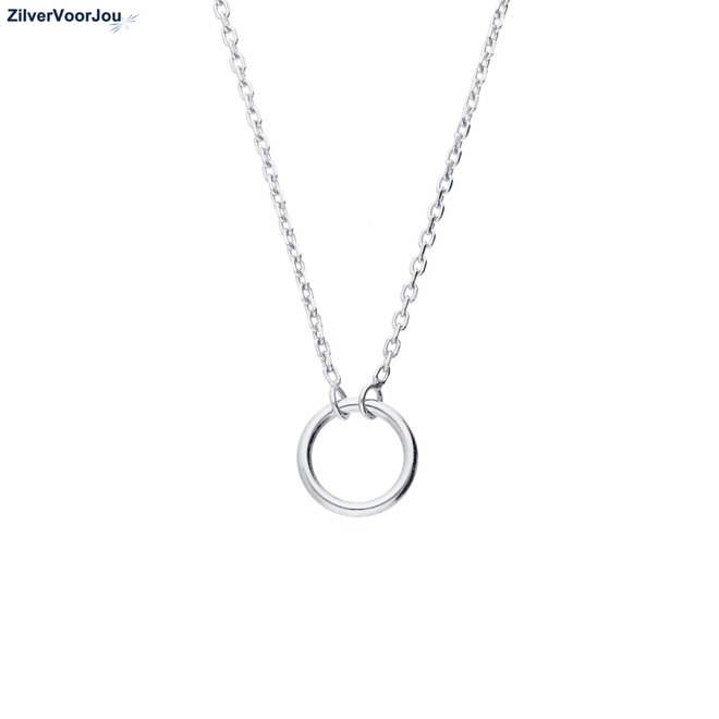 Zilveren open cirkel choker ketting