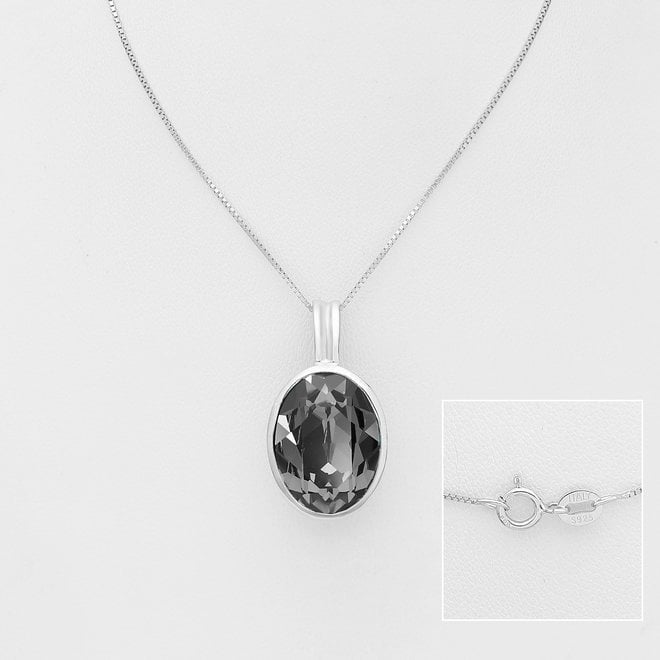 Zilveren Swarovski silver night kristal collier
