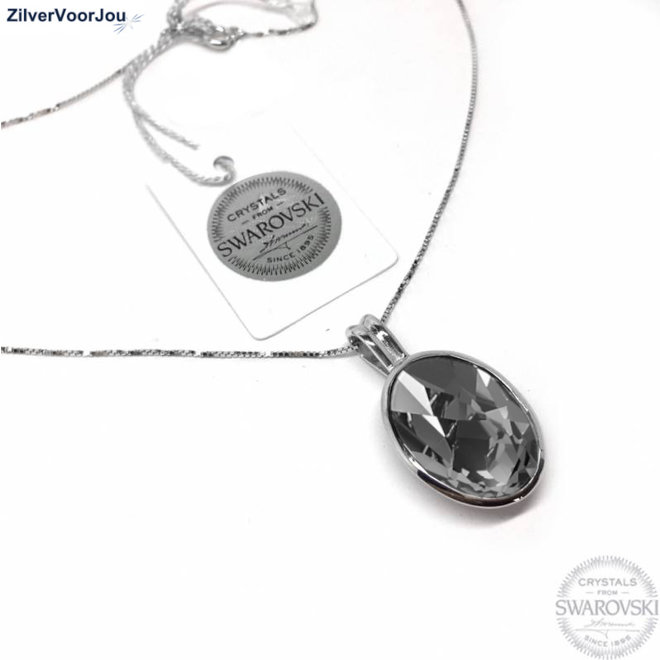 Zilveren Swarovski silver night kristal collier