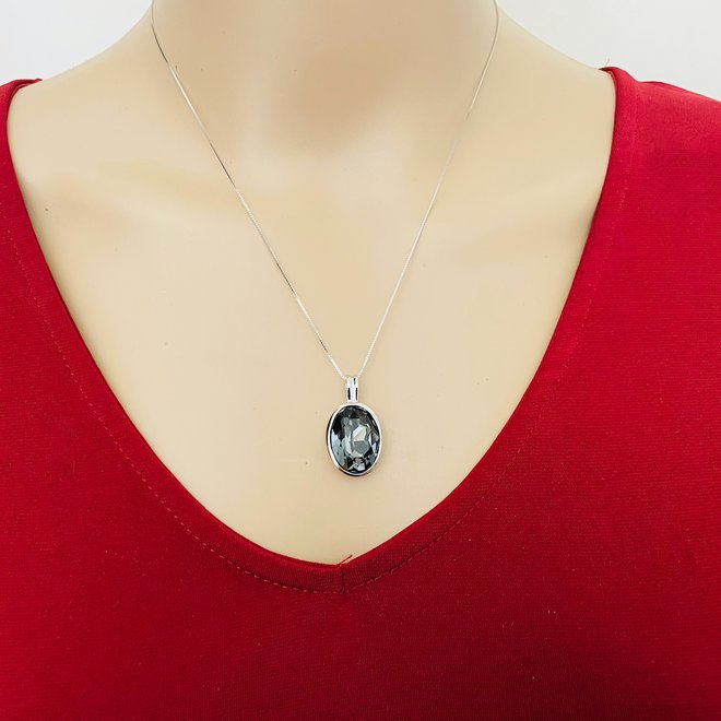 Zilveren silver night kristal ketting