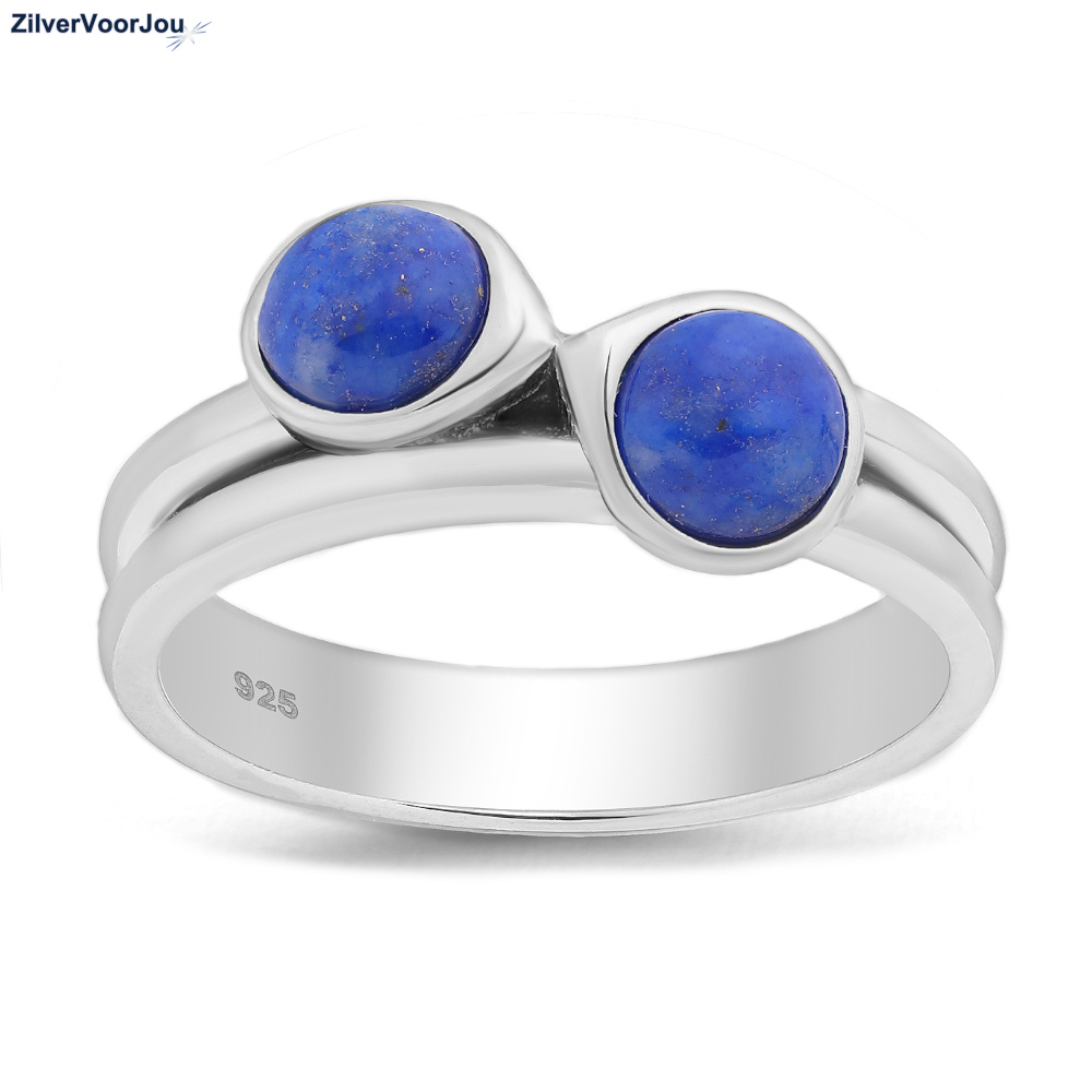 ader Lastig Dan Zilveren blauwe lapis lazuli edelsteen ring - ZilverVoorJou