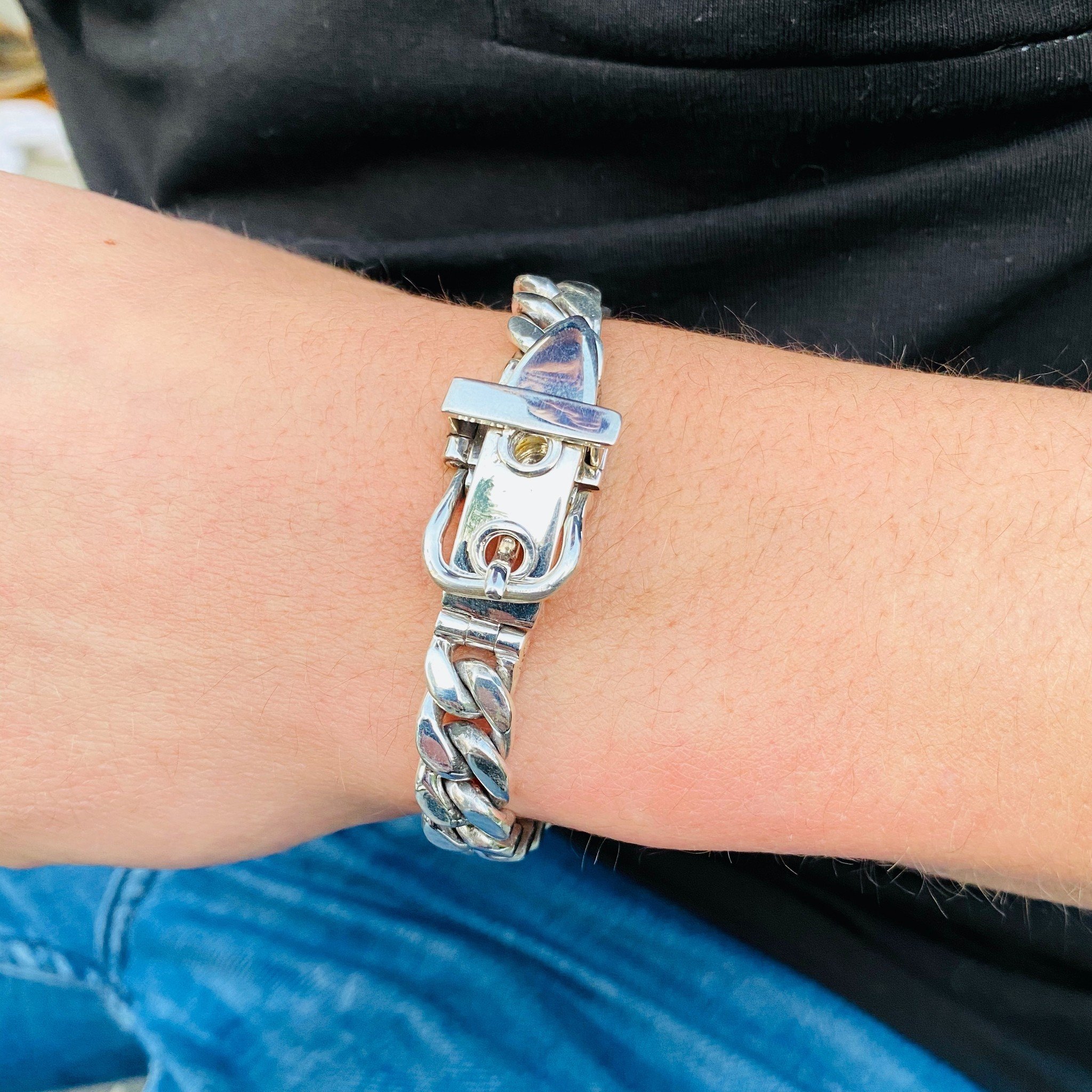 Patch Buitenland inspanning Zilveren gesp grove gourmet schakel armband - ZilverVoorJou