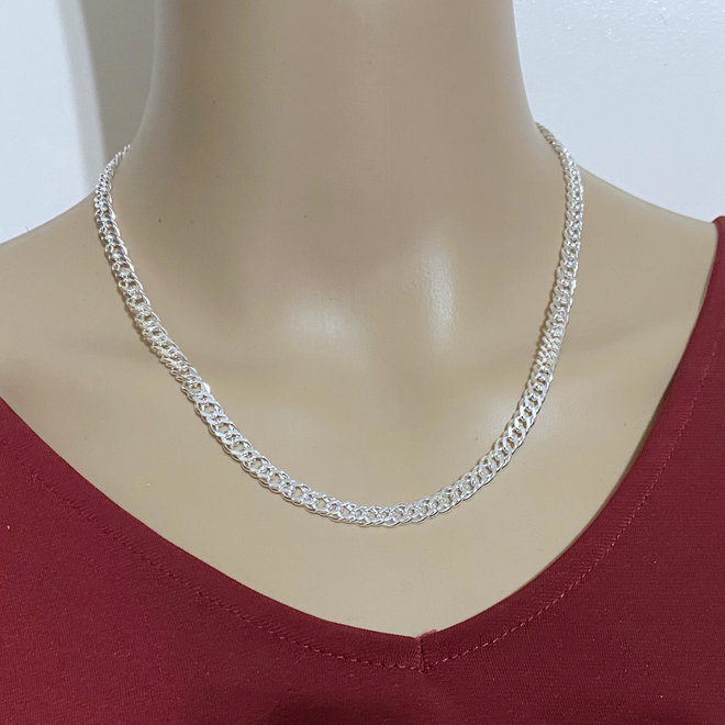 Zilveren 45 cm dubbele gourmet schakel ketting 5.6mm breed